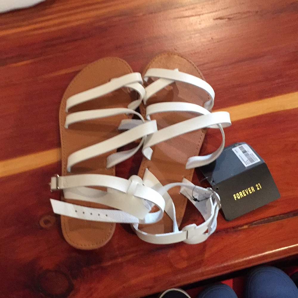 White forever 21 wrap sandals